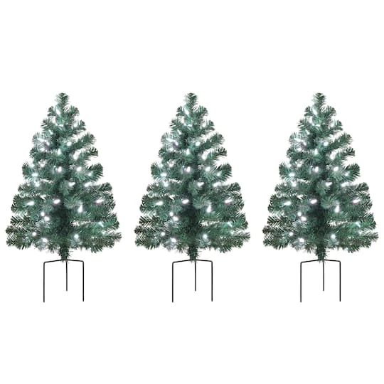3ct. Pre-Lit Alexa Enabled Pathway Artificial Christmas Tree Set 3 3ct. Pre-Lit Alexa Enabled Pathway Artificial Christmas Tree Set
