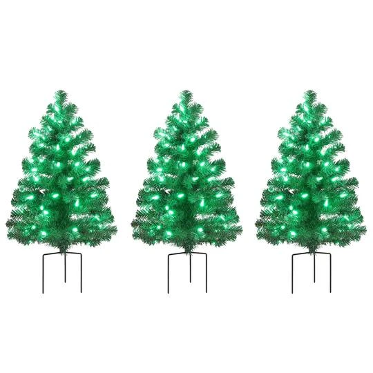 3ct. Pre-Lit Alexa Enabled Pathway Artificial Christmas Tree Set 6 3ct. Pre-Lit Alexa Enabled Pathway Artificial Christmas Tree Set - Image 4