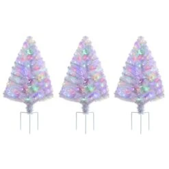 3ct. Pre-Lit Alexa Enabled Pathway White Artificial Christmas Tree Set -Michaels Shop D674166S 2