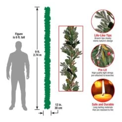 9ft. Magnolia Mix Pine Garland With LED Lights & Bows -Michaels Shop D675912S 17