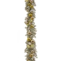 9ft. Pre-Lit Gold Ornament Metallic Garland -Michaels Shop D675921S 14