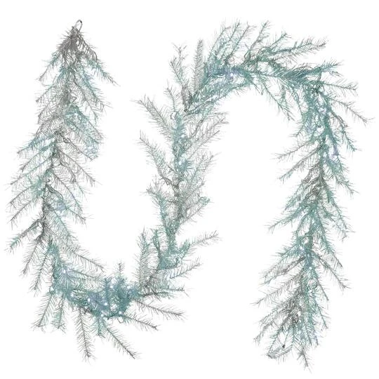 9ft. Pre-Lit Crystal Silver Metallic Garland 3 9ft. Pre-Lit Crystal Silver Metallic Garland
