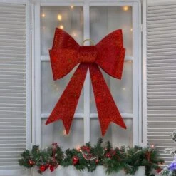 Northlight 23" LED Red Tinsel Bow Christmas Decoration -Michaels Shop D676176S 2