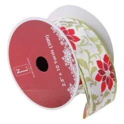Northlight 2.5" X 10yd. Wired Poinsettia Christmas Craft Ribbon, 12ct. -Michaels Shop D676179S 1 1