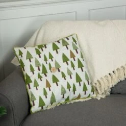 Northlight Forest Green Tree Print Rustic Woodland Decorative Christmas Throw Pillow -Michaels Shop D676332S 13