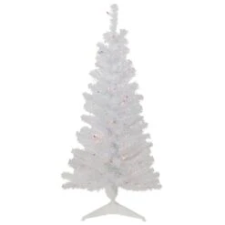 Northlight 4ft. Pre-Lit White Rockport Pine Artificial Christmas Tree, Multicolor Lights