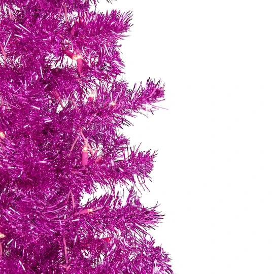 Northlight 6ft. Pre-Lit Pink Tinsel Artificial Christmas Tree, Clear Lights 6 Northlight 6ft. Pre-Lit Pink Tinsel Artificial Christmas Tree, Clear Lights - Image 4