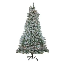 Northlight 7.5ft. Pre-Lit Flocked Winema Pine Artificial Christmas Tree, Clear Lights -Michaels Shop D676647S 1 1