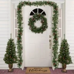 Northlight 5-Piece Pre-Lit Frosted Verona Berry Pine Artificial Christmas Entryway Set -Michaels Shop D676656S 2