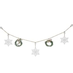 Northlight 4.75ft. Snowflake & Frosted Pine With Wooden Beads Christmas Garland -Michaels Shop D676709S 11
