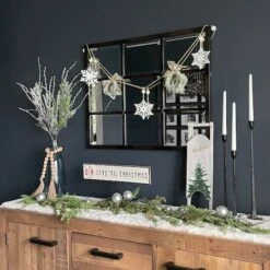 Northlight 4.75ft. Snowflake & Frosted Pine With Wooden Beads Christmas Garland -Michaels Shop D676709S 13