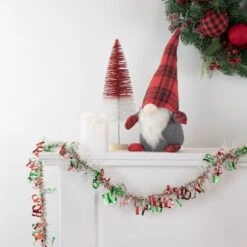 Northlight 50ft. White, Red & Green Christmas HO HO HO Wrapped Tinsel Garland -Michaels Shop D676712S 2