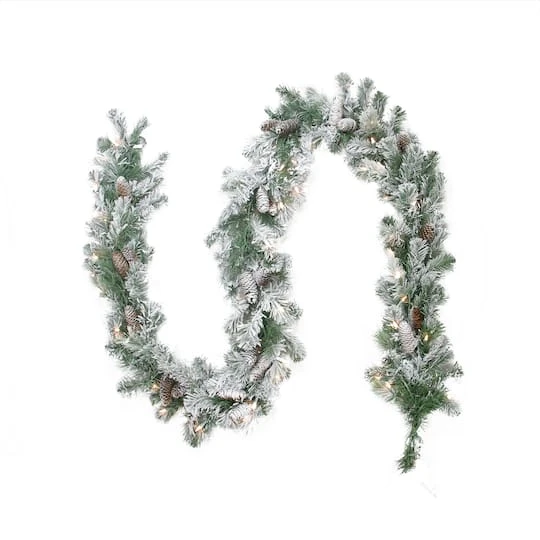 Northlight 9ft. Pre-Lit Flocked Victoria Pine Christmas Garland 4 Northlight 9ft. Pre-Lit Flocked Victoria Pine Christmas Garland - Image 2