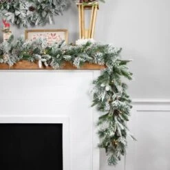 Northlight 9ft. Pre-Lit Flocked Mixed Rosemary Emerald Pine Christmas Garland -Michaels Shop D676714S 13