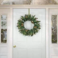 First Traditions™ 24'' Pre-Lit Artificial North Conway Wreath With Glittery Cones And Eucalyptus -Michaels Shop D677530S 2
