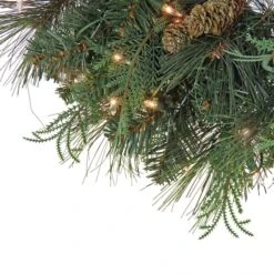 First Traditions™ 24'' Pre-Lit Artificial North Conway Wreath With Glittery Cones And Eucalyptus -Michaels Shop D677530S 3