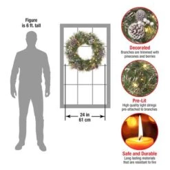 24'' LED Whitter Pine Wreath -Michaels Shop D677537S 16