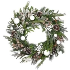Alpine Collection 30" Warm White LED Decorated Wreath -Michaels Shop D677549S 15