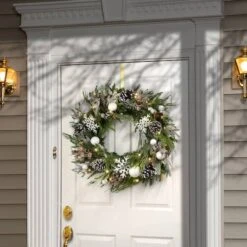 Alpine Collection 30" Warm White LED Decorated Wreath -Michaels Shop D677549S 2