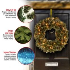 24" Glittery Bristle® LED Pine Wreath -Michaels Shop D677552S 16