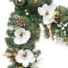 9ft. Pre-Lit Artificial White & Gold Magnolia Christmas Garland White Gold Magnolia -Michaels Shop D754392S 2