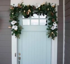 9ft. Pre-Lit Artificial White & Gold Magnolia Christmas Garland White Gold Magnolia -Michaels Shop D754392S 9