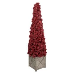 Northlight 4ft. Red Berry Cone Potted Christmas Topiary 12 Northlight 4ft. Red Berry Cone Potted Christmas Topiary -Michaels Shop D755868S 3