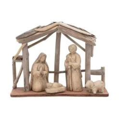 Hello Honey® 10" Recycled Handmade Driftwood Nativity Christmas Décor