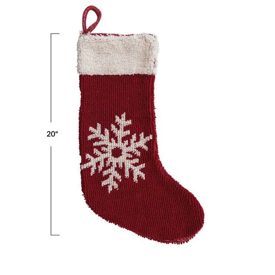 Hello Honey® 20" Red & Cream Snowflake Cotton Knit Stocking 6 Hello Honey® 20" Red & Cream Snowflake Cotton Knit Stocking - Image 4